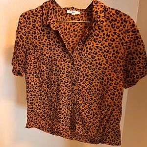 Vans cheetah print button down shirt